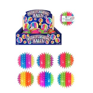 BOLA BEKEL NEON SPIKEY MENYALA BESAR, 7,5 cm. DALAM DISPLAY (12 pcs)