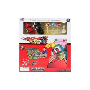 SET MAINAN MOBIL DIE CAST, TERMASUK KARPET BERMAIN (6 pcs)