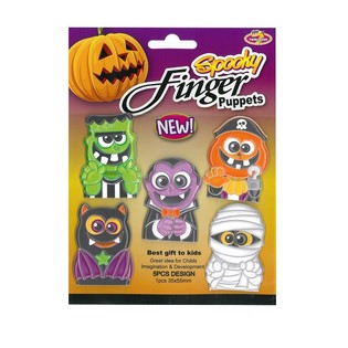 HALLOWEEN 5x BONEKA JARI SERAM PADA KARTU (48 pcs)