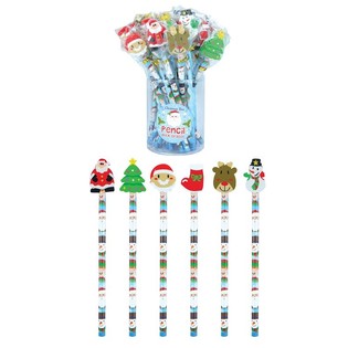 MIX PENSIL KARAKTER NATAL DENGAN PENGHAPUS (24 pcs)