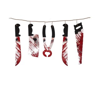 GARLAND DEKORASI HALLOWEEN DENGAN PISAU BERDARAH &ndash; PANJANG 180 CM (6 pcs)