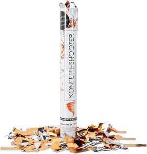 Meriam Confetti – Warna: Oranye/Perak 40 cm - penembak confetti untuk ulang tahun (10 pcs)