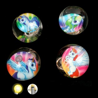 Bola Bekel Unicorn Besar yang Menyala, 6,5 CM (12 pcs)
