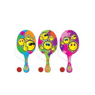 Mainan Raket Bola Karet Smiley (12 pcs)