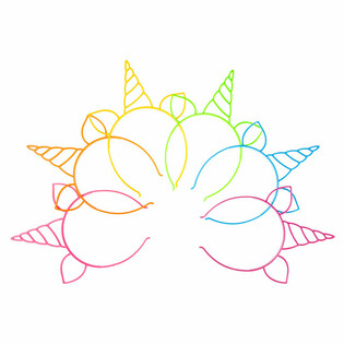 Bando Unicorn / Tiara Unicorn, Campuran Warna Neon (24 pcs)