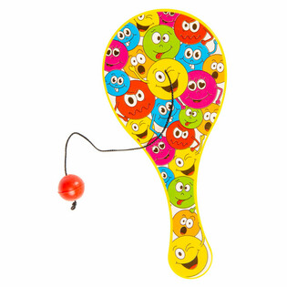 Paddle Bat Smiley dengan Bola Karet - Set 48 Pcs