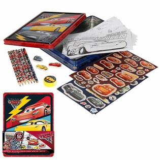 Set Kerajinan & Menggambar 3D DISNEY CARS dalam Kotak Kaleng (12 pcs)