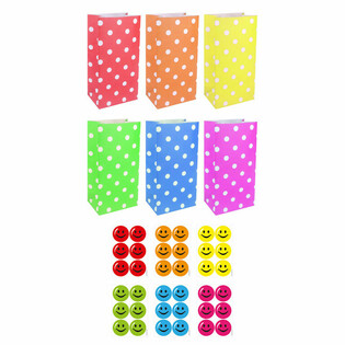 Kantong Kertas Hadiah dengan Stiker Smiley - Mix (72 pcs)