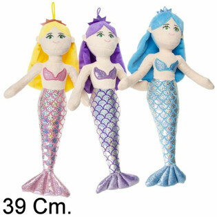 Boneka Mermaid Mewah Besar 39 cm - Campuran Warna (12 pcs)