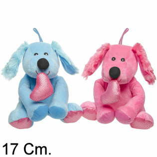 BONEKA ANJING DENGAN HATI - 17 CM - WARNA MIX (12 pcs)