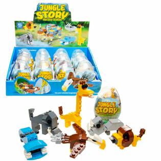 MAINAN BALOK BRICK DALAM TELUR - MIX HEWAN JUNGLE (12 pcs)