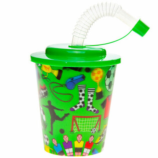 Gelas Minum / Gelas Es dengan Sedotan - Motif Pemain Bola (12 pcs)