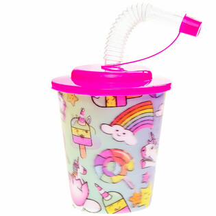 GELAS MINUM / GELAS ES KRIM DENGAN SEDOTAN &ndash; UNICORN (12 pcs)