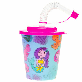Gelas Minum / Gelas Es Krim dengan Sedotan &ndash; MERMAID (12 pcs)