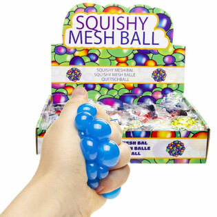 SQUISHY MESH BALL - Diameter: 5 CM - CAMPURAN WARNA CERAH DALAM DISPLAY (24 pcs)