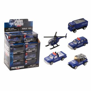 Mobil Polisi Die-Cast Mix, Skala 1:64 dalam Display (24 pcs.)