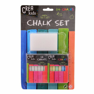 SET KAPUR TULIS PAPAN TULIS - TERMASUK 12x KAPUR WARNA & 12x KAPUR PUTIH + PENGHAPUS (6 pcs)