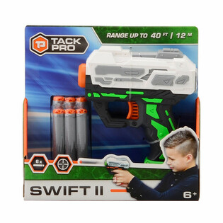 Pistol Dart Tack Pro Swift II dengan 6 Soft Dart
