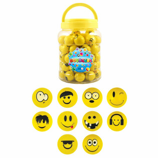 Bola Bekel / Bola Pantul Smiley Funny Faces &Oslash;3.3cm dalam Toples (72 pcs)