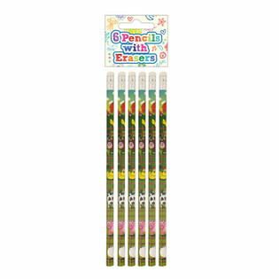 Set Pensil & Penghapus Hewan Ternak 6 Bagian - Display (24 Set)