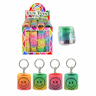 Gantungan Kunci Spiral Smiley Pelangi dalam Display (60 pcs)