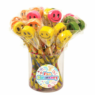 Pensil Smiley Ceria dengan Penghapus (24 buah)