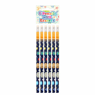 Set Pensil dan Penghapus Tema Luar Angkasa (6 buah) - Display (24 set)