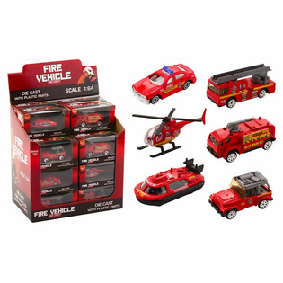 Mainan Die Cast Kendaraan Pemadam Kebakaran Mix - Skala 1:64 - Dalam Display (24 pcs)