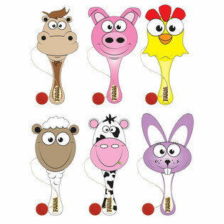 Permainan Paddle Bat & Bola Hewan Peternakan (12 pcs)