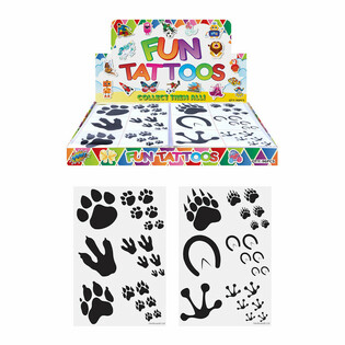 Tato Temporer Lucu - Model: Jejak Kaki Hewan dalam Display (96 pcs)