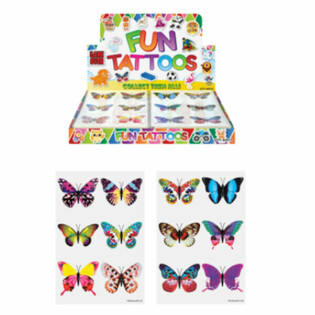 TATO MAINAN FUN TATTOOS - MODEL KUPU-KUPU DALAM DISPLAY (96 pcs)