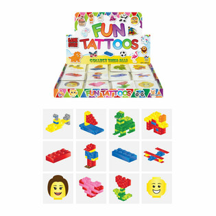 Tato Mainan Seru - Model: Balok Susun (Bricks), Isi 12 Tato per Bungkus DALAM DISPLAY (48 pcs)
