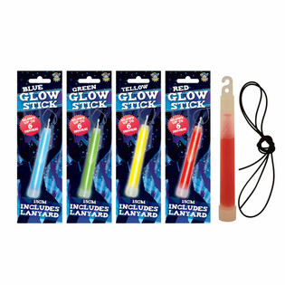 Glow Stick Breaklight - Panjang 15cm dengan Tali - Campuran Warna dalam Display (12 pcs)