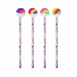 Pensil Unicorn Pelangi dengan Penghapus (24 pcs)