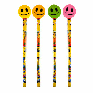 Pensil Smiley Ceria dengan Penghapus (24 pcs)