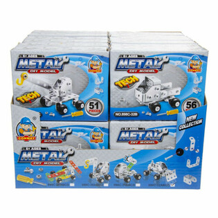 RAKIT SENDIRI KENDARAAN KONSTRUKSI LOGAM DALAM DISPLAY (24 pcs)