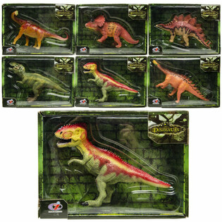 Figur Mainan Dinosaurus - Kotak Hadiah Mewah - Campuran Spesies (Set isi 6)
