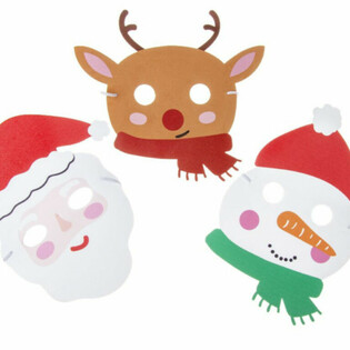 Mix Masker Natal Busa - Santa, Rusa & Boneka Salju (48 pcs)