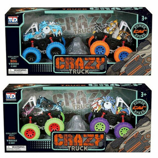Set 2 pcs Monster Truck Dinosaurus Inersia dalam Kotak Hadiah Mewah - Mix Warna