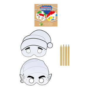 ECO FRIENDLY Mewarnai Masker Natal Sendiri dengan 4 Pensil (12 buah)