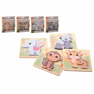 JOUECO - PUZZLE KAYU CAMPUR THE WILDIES FAMILY - Usia 12 Bulan+ (12 pcs)