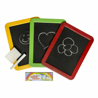 Papan Tulis Kapur dengan Spons dan Kapur - Campur Warna (12 pcs)