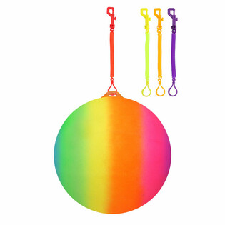 BOLA PELANGI DENGAN TALI / BOLA BUNGEE &Oslash;23 Cm (24 pcs)