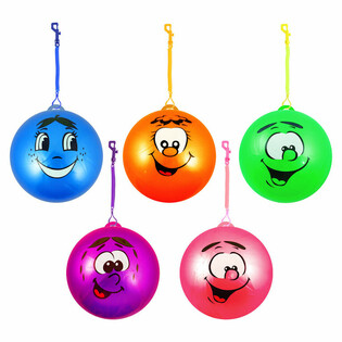 Bola Bungee Smiley Face dengan Tali Elastis Ø 23 Cm (24 pcs)