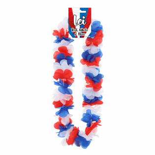 Kalung Hawaii - Merah / Putih / Biru (12 pcs)