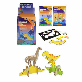 SCRATCH 3D Dinosaurus Puzzles - Display (18 pcs)