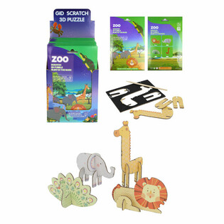 Puzzle Garuk 3D Hewan Kebun Binatang (Display 18 pcs)