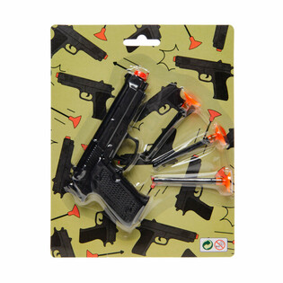 Pistol Mainan dengan 3 Peluru Tempel Kartu (12 pcs)