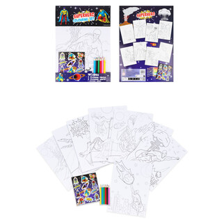 SET MEWARNAI BESAR - MODEL: SUPERHERO - 22x30x1 CM (12 pcs)