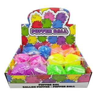 BOLA PUFFER WARNA CERAH - 8CM - DALAM DISPLAY (12 pcs)
